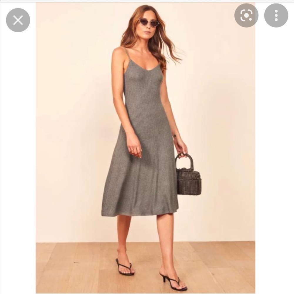 Reformation Jeans Tank Midi Knit Dress in Grey